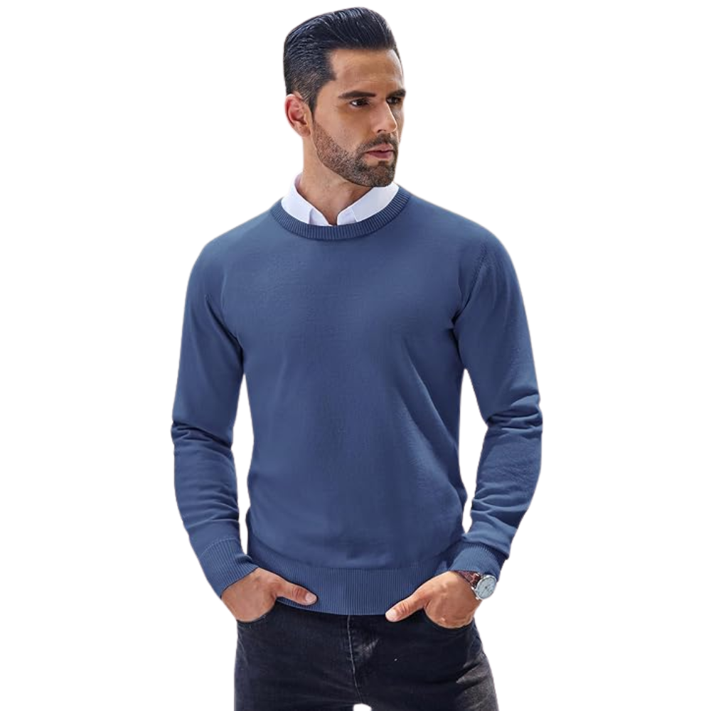 Men’s Slim Fit Crew Neck Knitted Sweater Lightweight Pullover