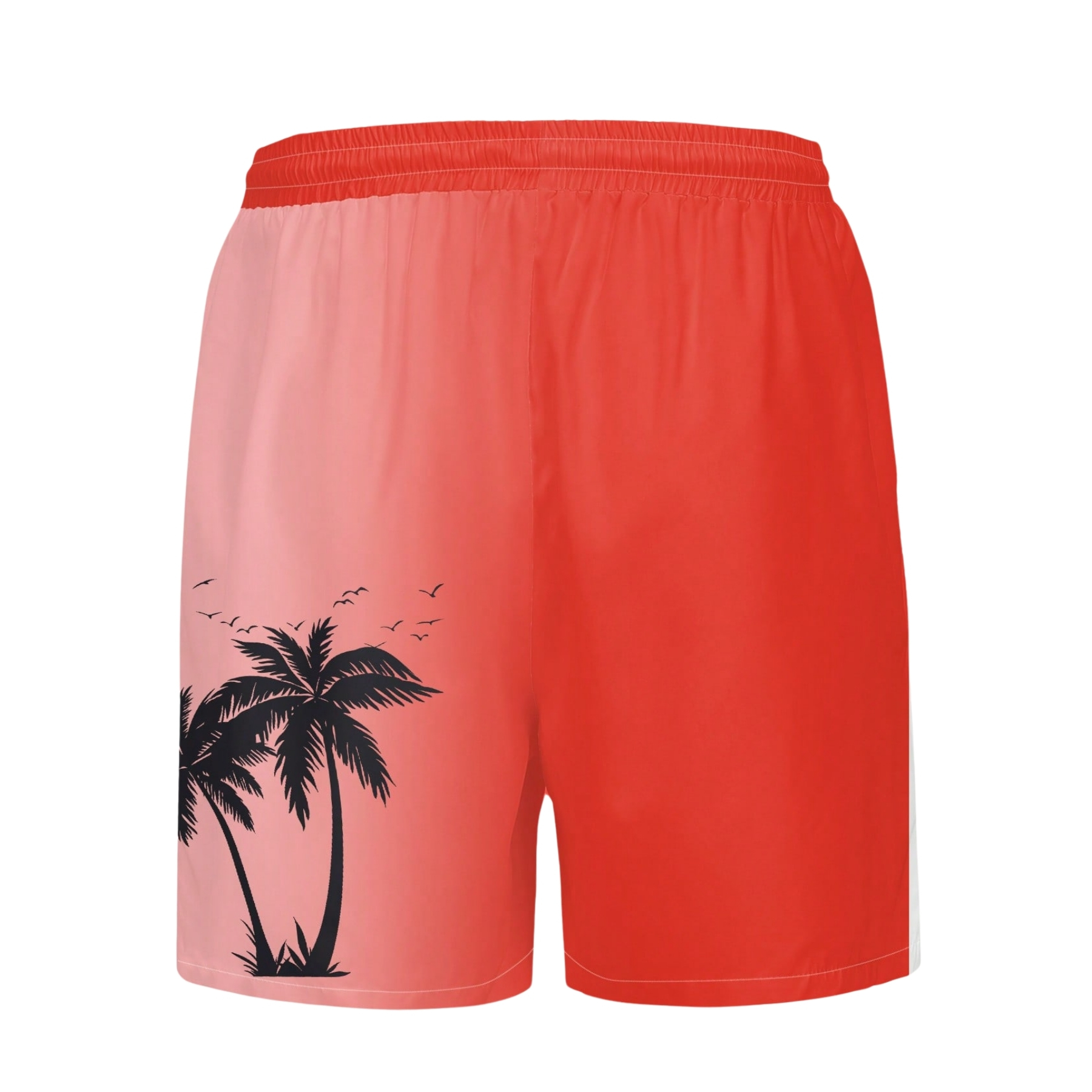 Coconut Tree Ombre Print Drawstring Swim Trunks For Men