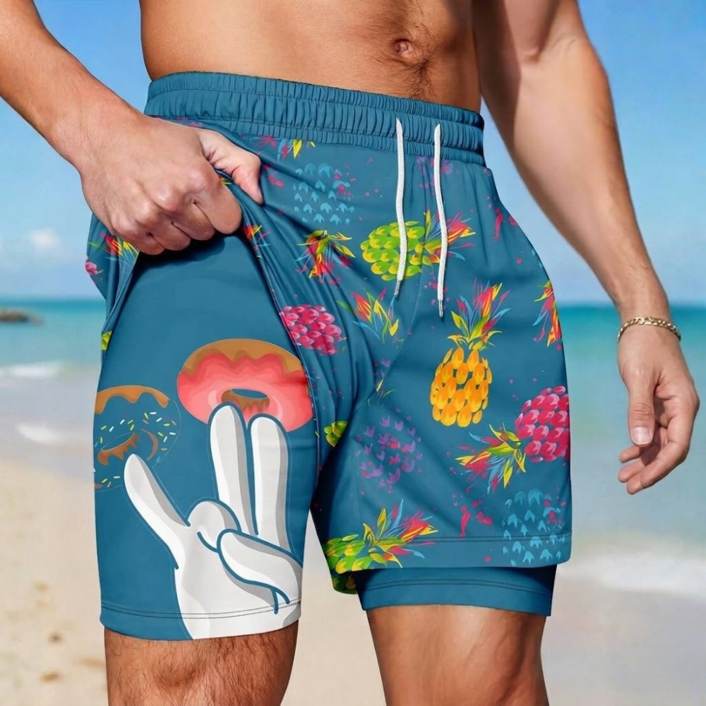 Soft Double Layer Quick Dry Beach Shorts For Men