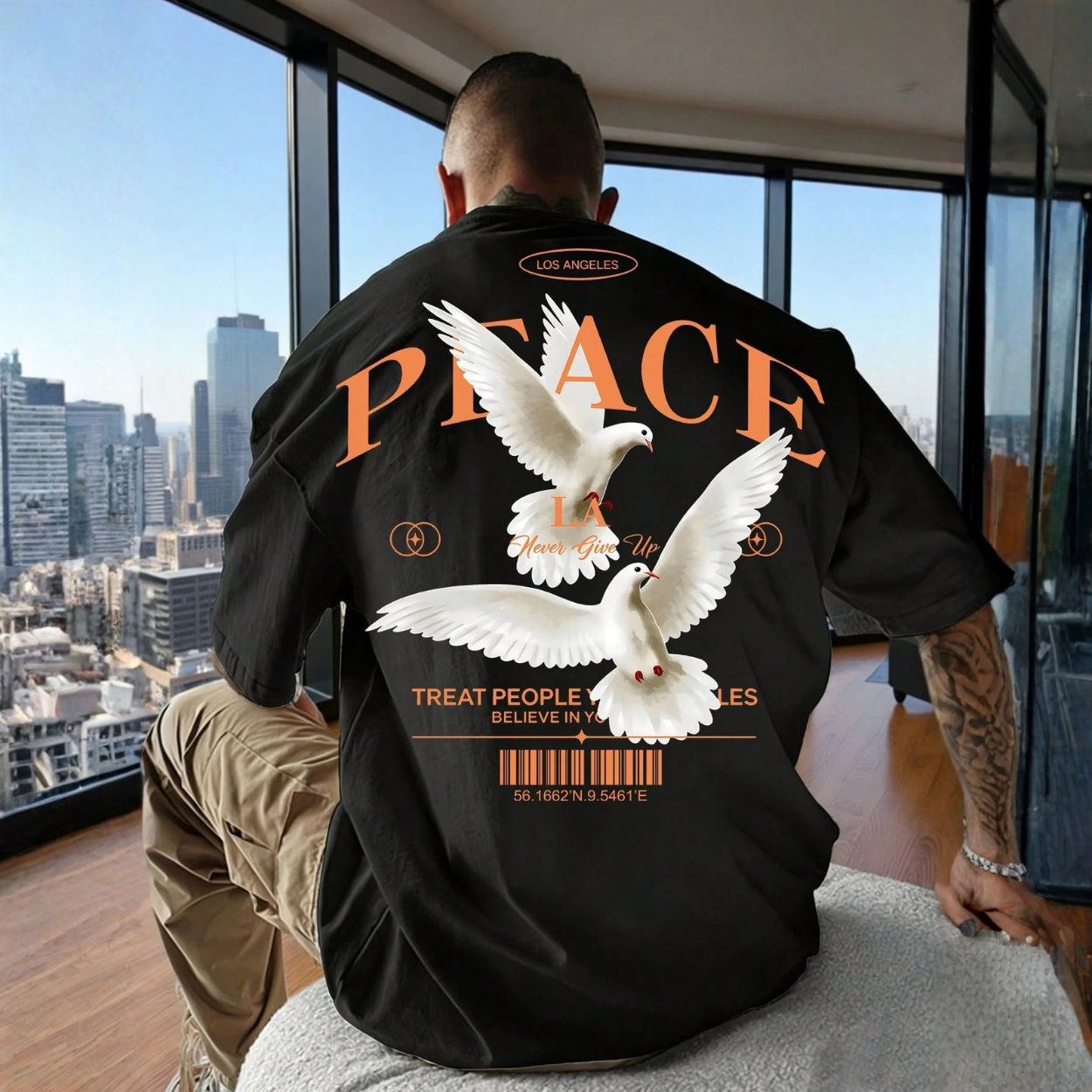 Printed Pattern Round Short Sleeve T Shirt For Men