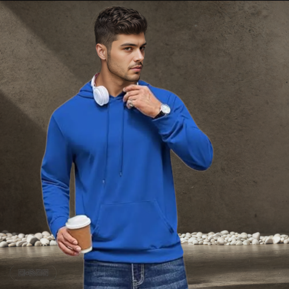 Men’s Casual Cotton Fleece Pullover Hoodie with Kangaroo Pocket