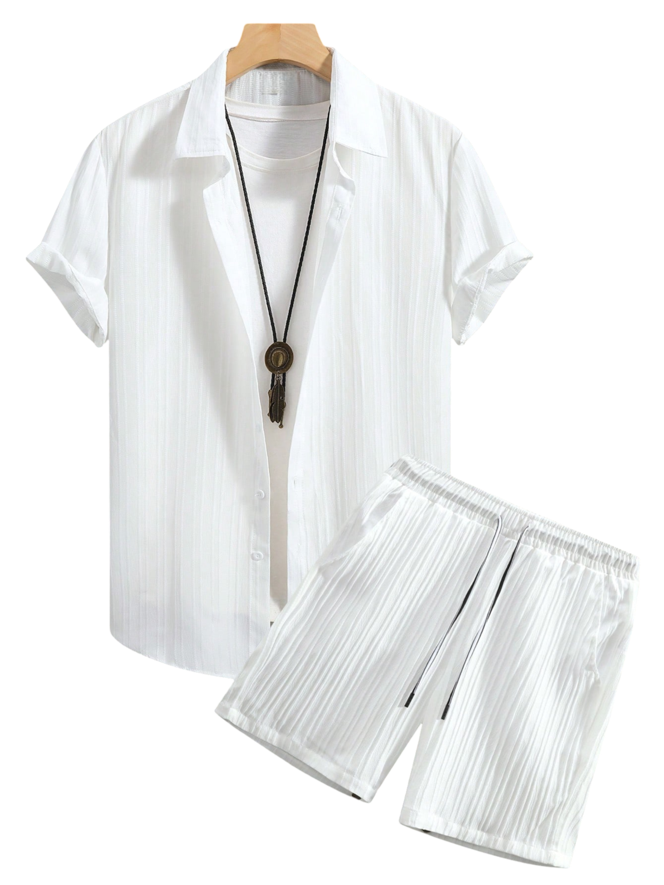 Monochrome Moods Shirt and Shorts Combo Set-Vacay Outfit