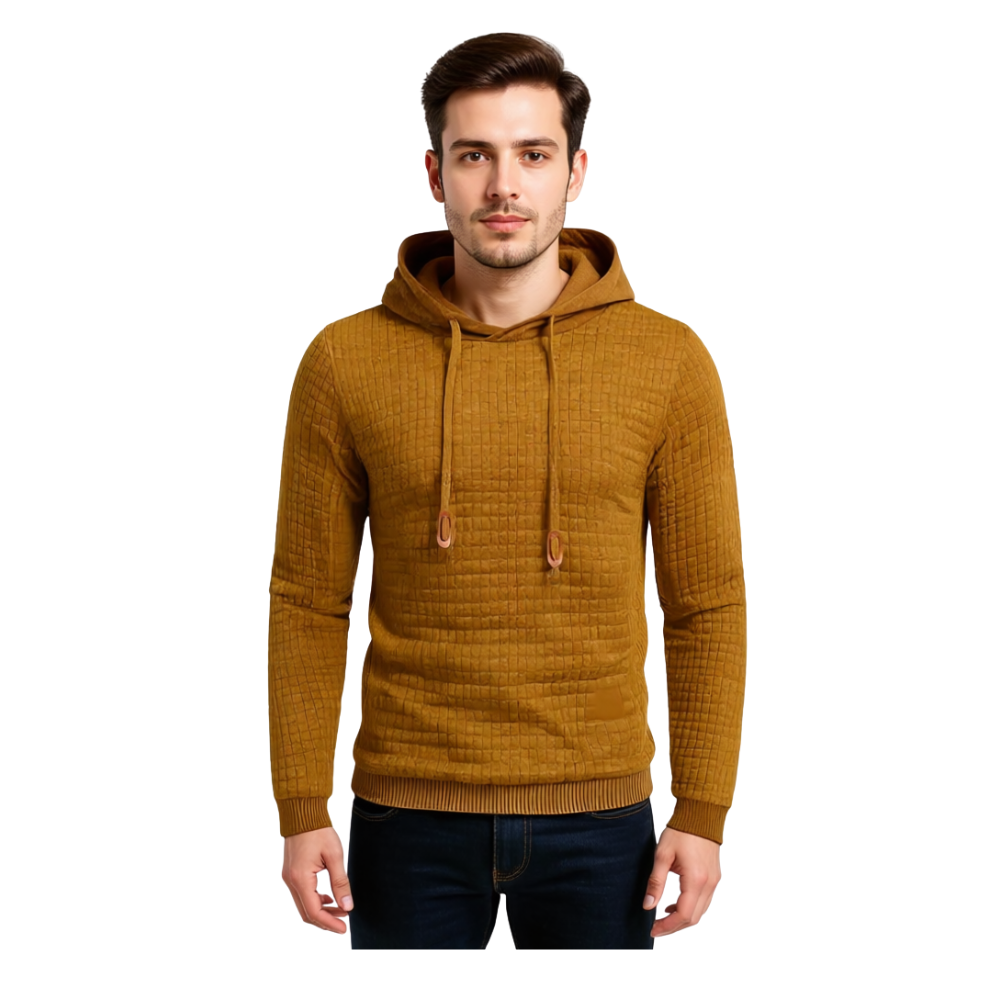 Men Hooded Sweatshirt With Long Sleeves And Drawstring Design