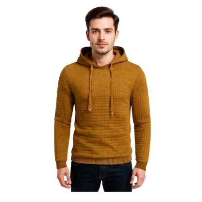 Men Hooded Sweatshirt With Long Sleeves And Drawstring Design