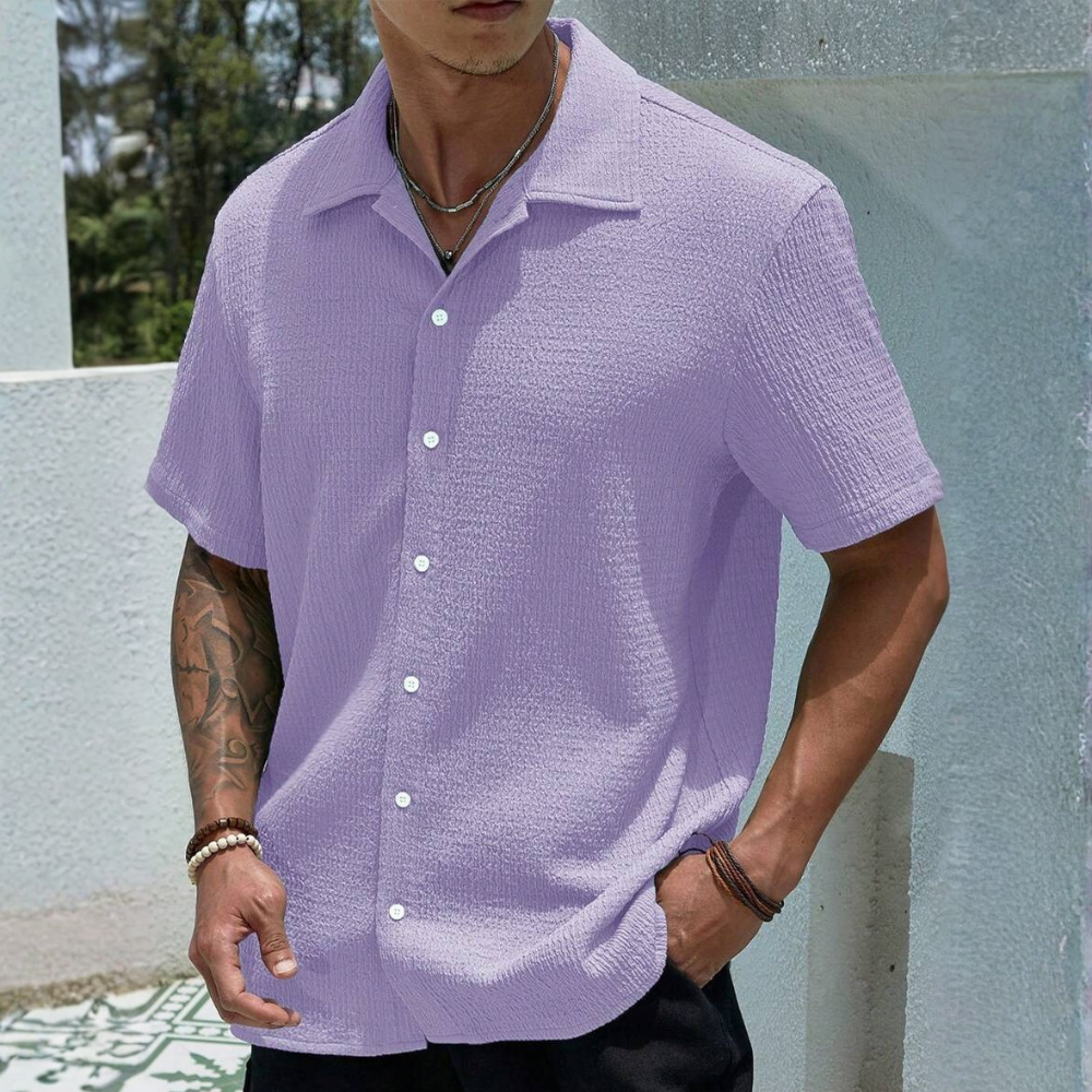 Knit Jacquard Loose Beach Vacation Shirt For Men