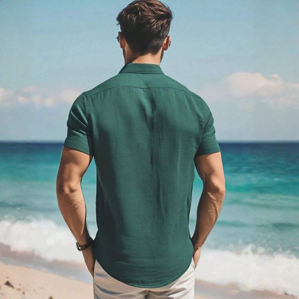 Solid Short Sleeve Casual Shirt For Men