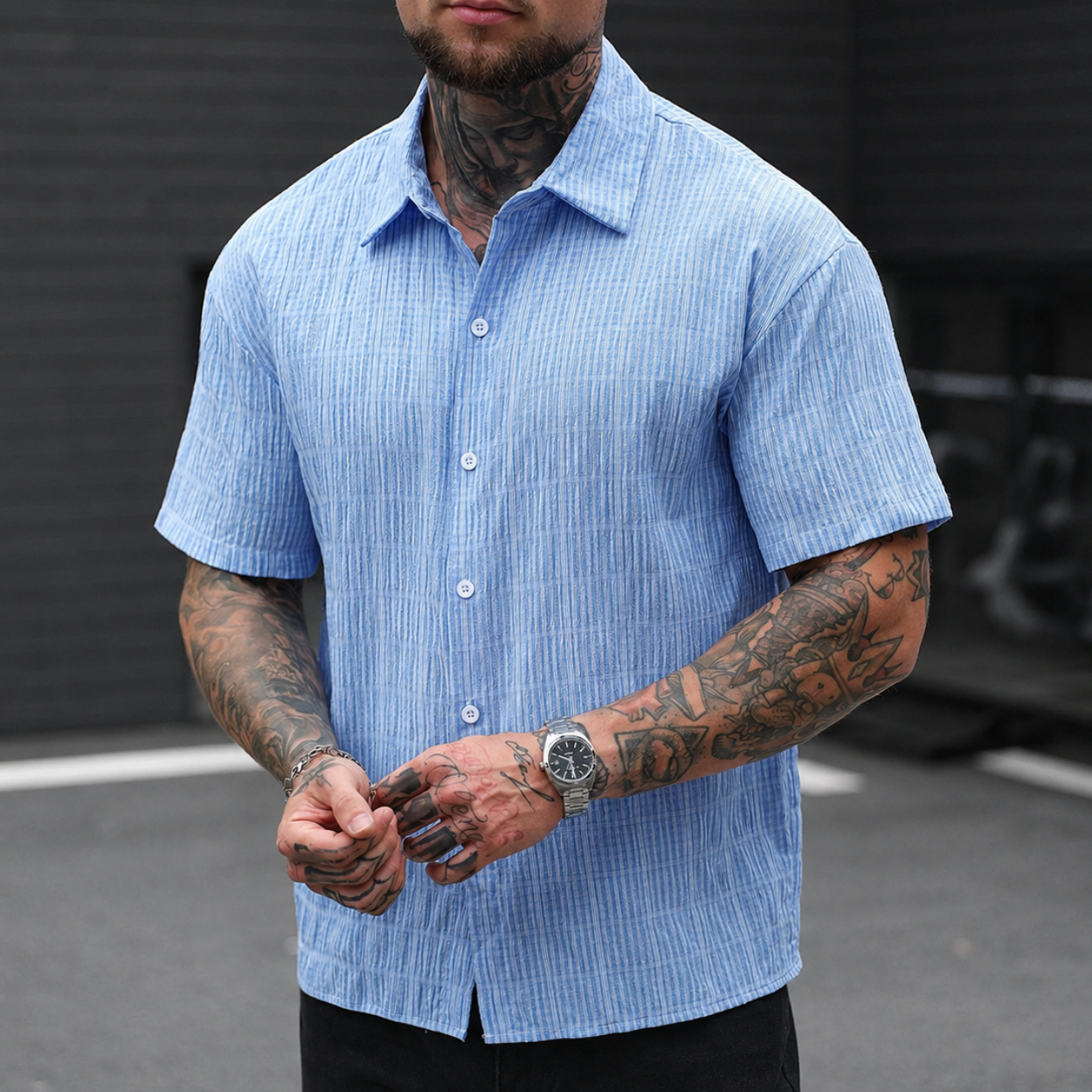 Casual Retro Checkered Short Sleeve Shirt For Men