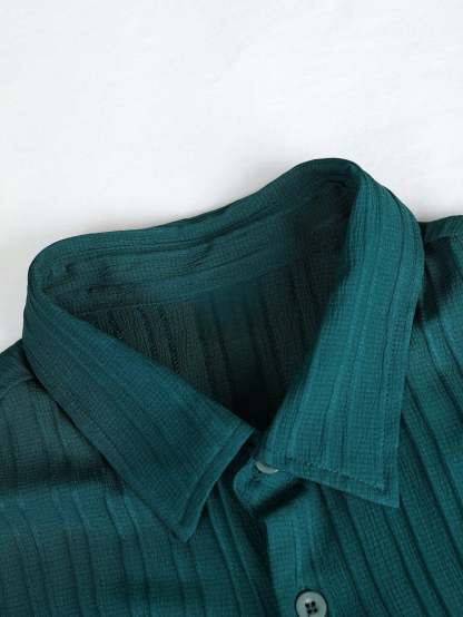 Solid Colored Button Up Shirt And Pants Without Tee-Vacay Outfit