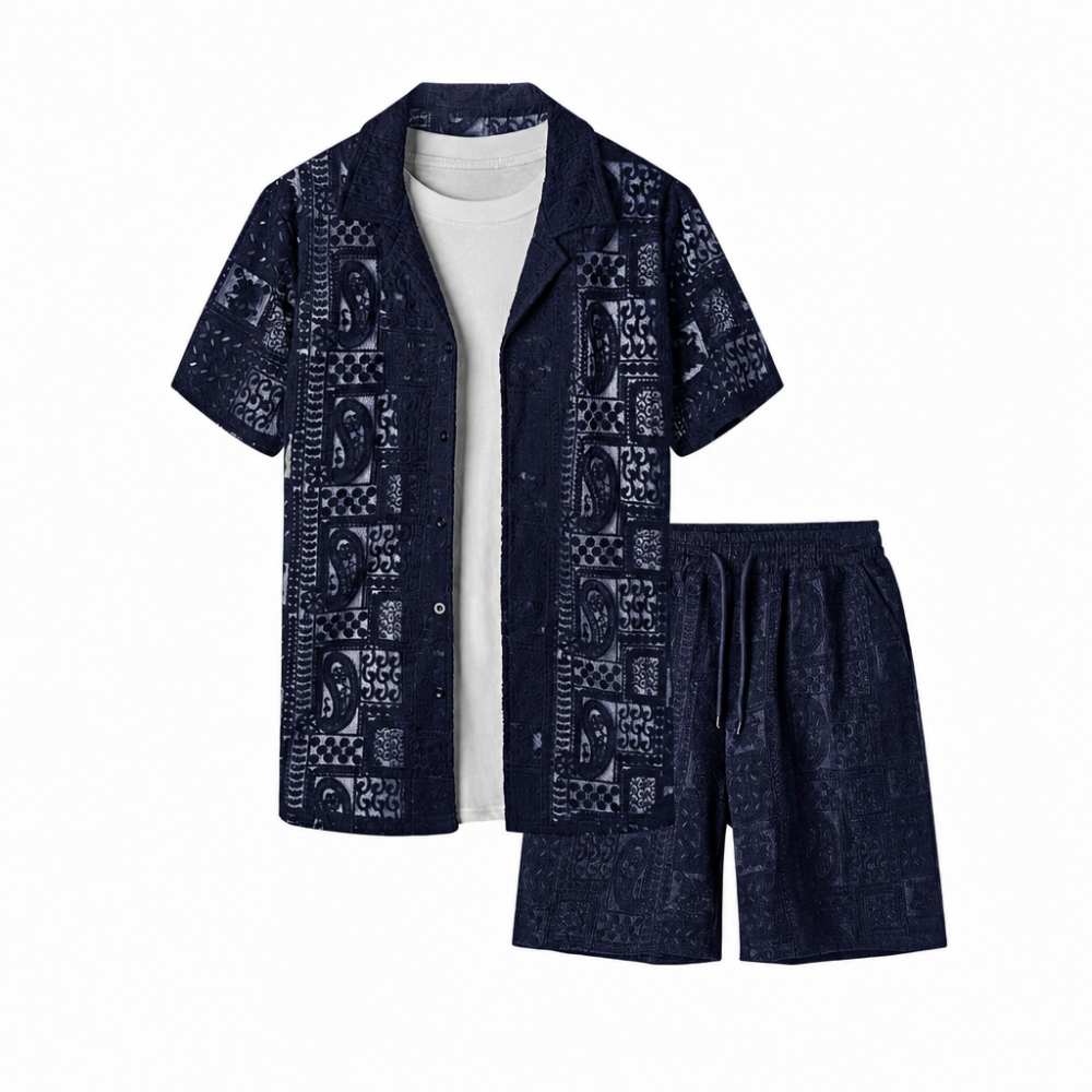 Beach Wear Short Sleeve Shirt and Short Set For Men