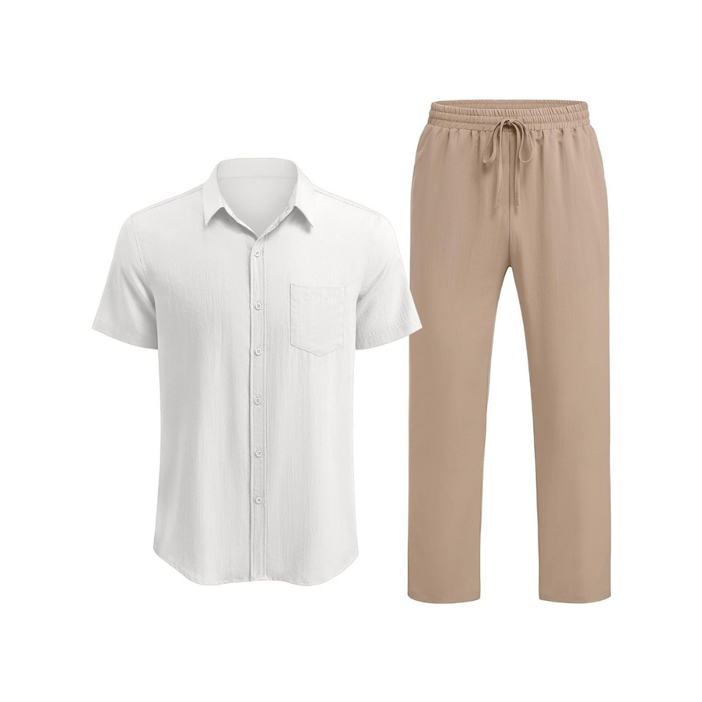 Casual Loose Fit Beach Wear Shirt And Pant Set For Men
