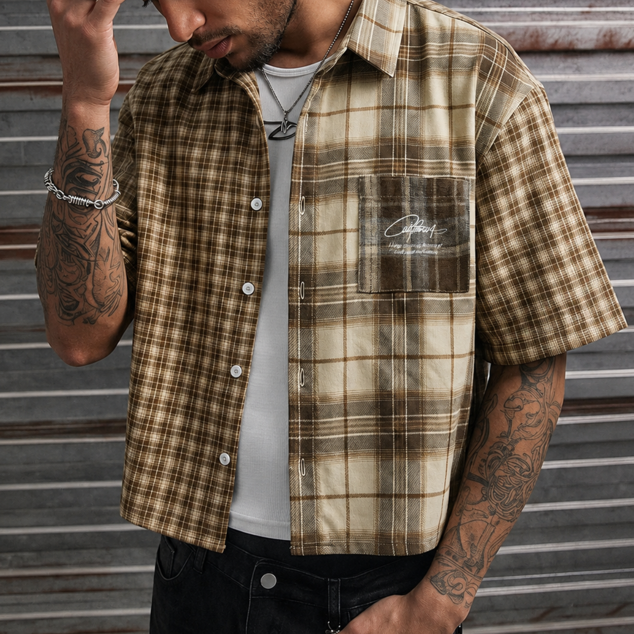 Loose Fit Short Sleeve Streetwear Shirt For Men