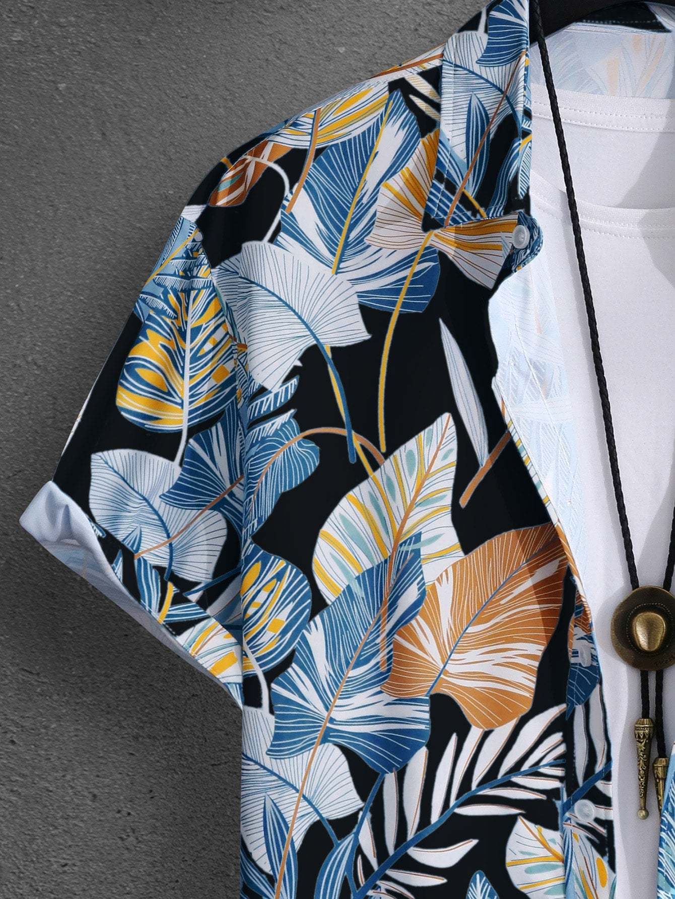 Leaf Print Short Sleeve Shirt And Shorts Set-Vacay Outfit
