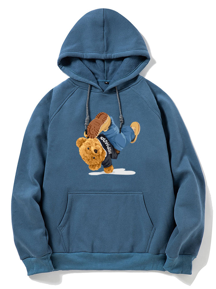 Break Dance Bear Print Hoodie-Vacay Outfit