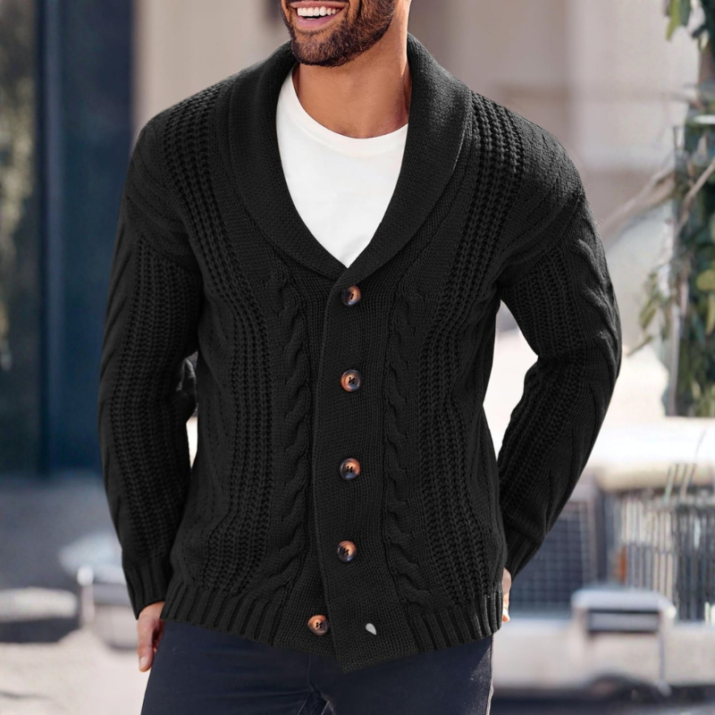Cable Knit Button Front Cardigan Sweater