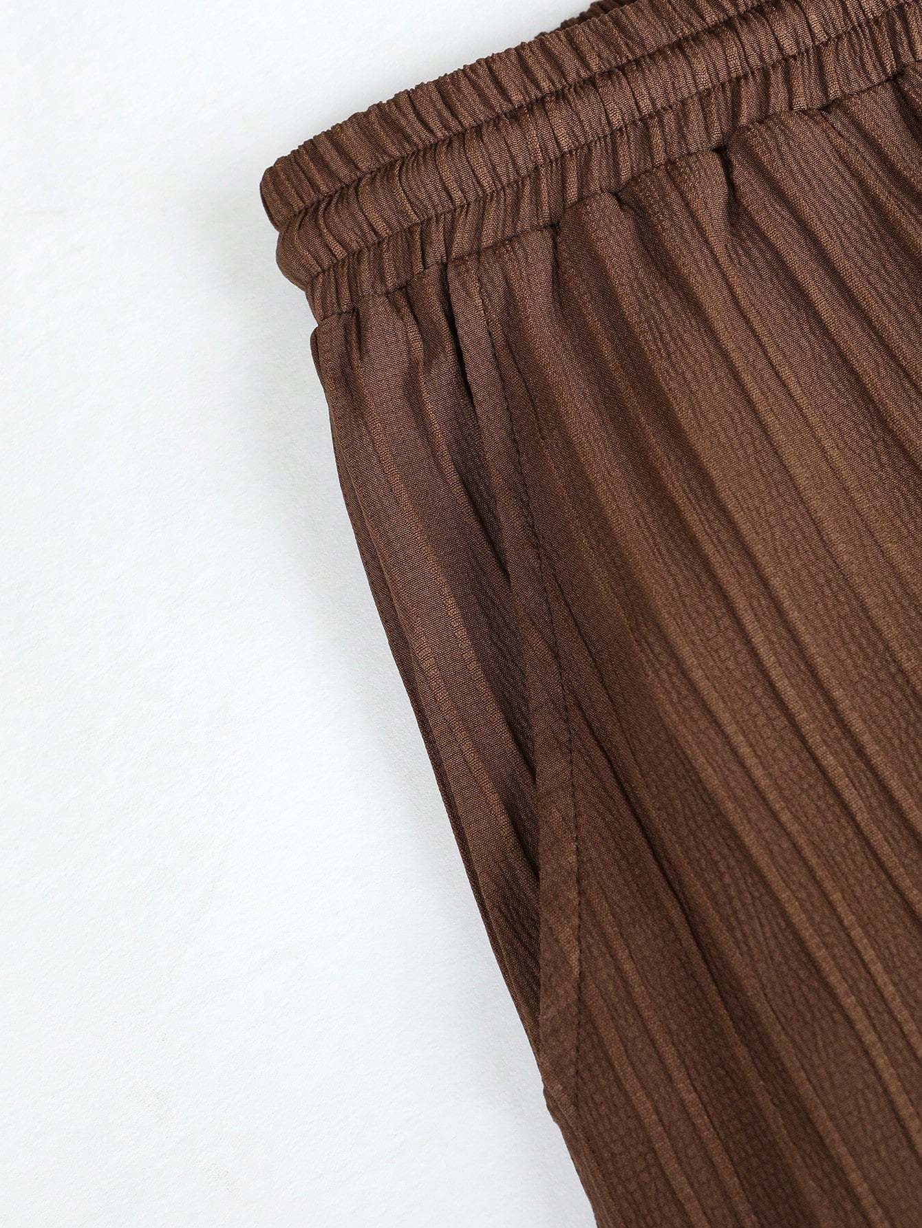 Solid Colored Button Up Shirt And Pants Without Tee-Vacay Outfit