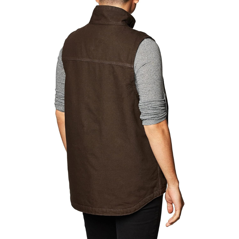 Men's Loose Fit Washed Duck Sherpa-Lined Mock-Neck Vest