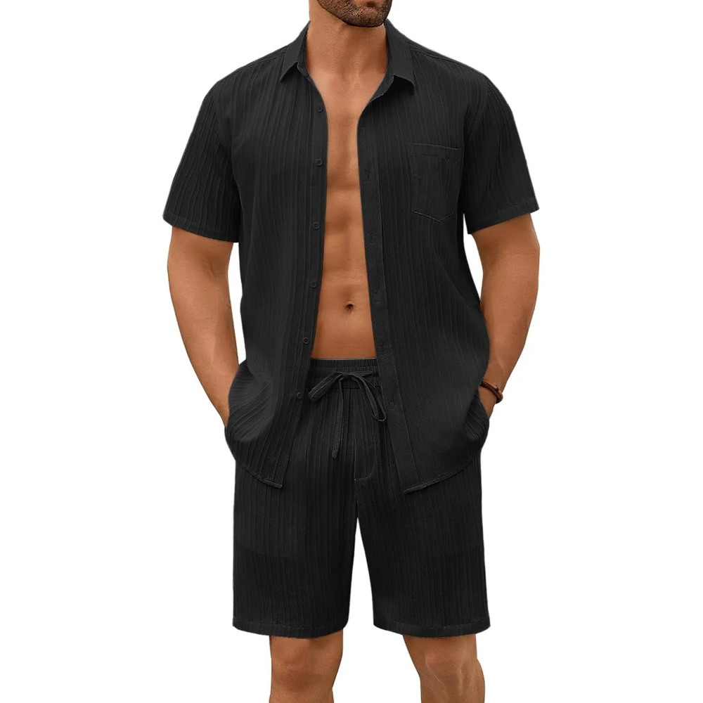 Summer Beach Linen Short And Shirt Set For Men