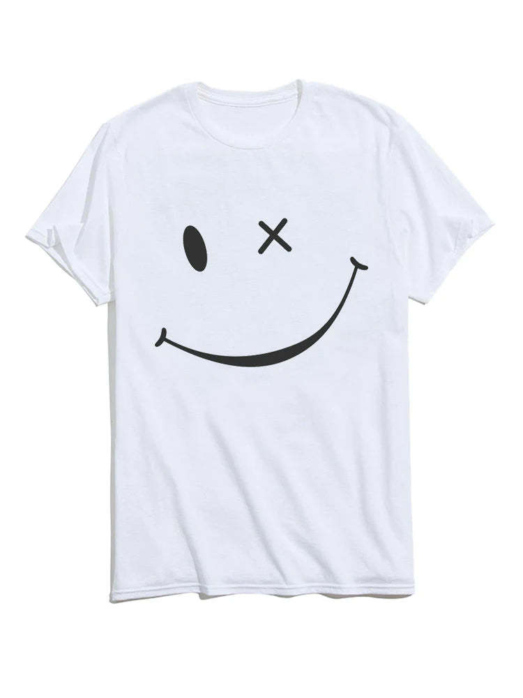 Smiley Face Short Sleeve T-Shirt-Vacay Outfit