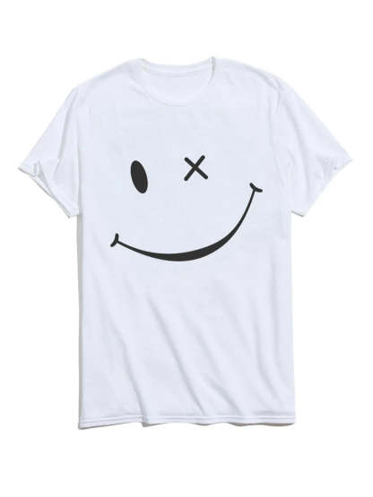 Smiley Face Short Sleeve T-Shirt-Vacay Outfit