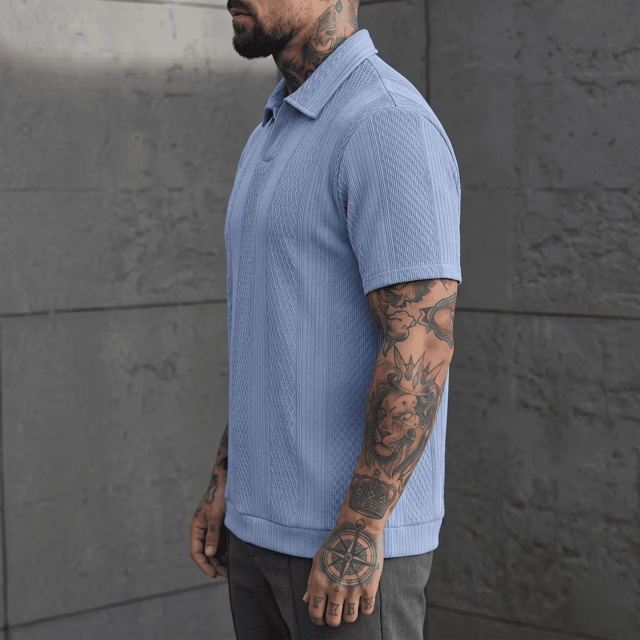 Plus Size Textured Jacquard Shirt For Men