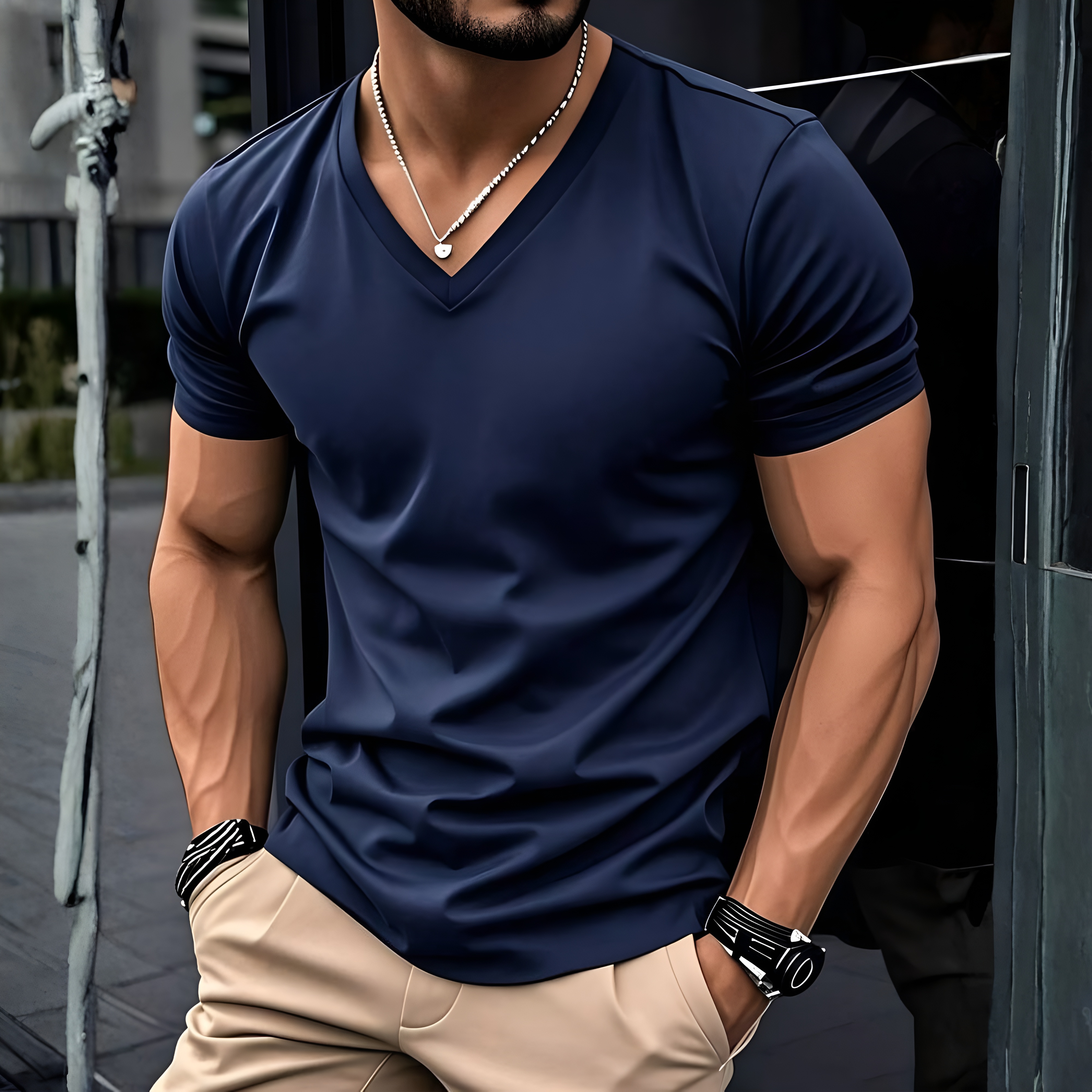 Solid Color Loose Short Sleeve T Shirt For Men