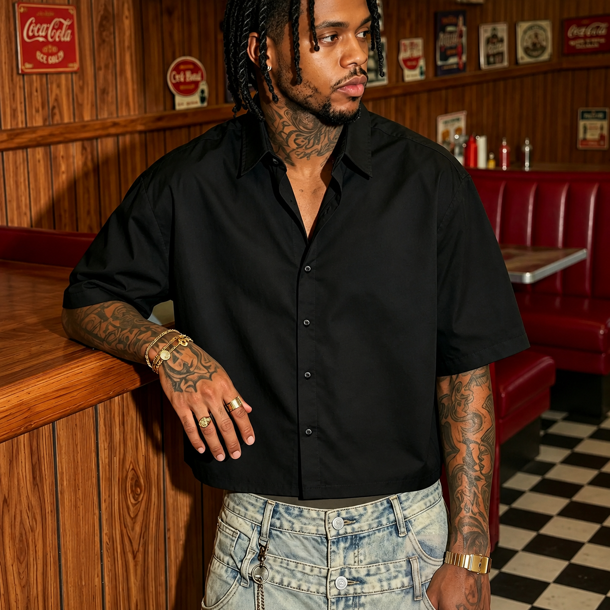  Oversized Casual Loose Fit Short Sleeve Summer Shirt For Men