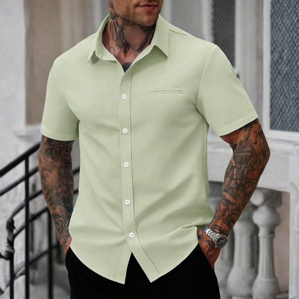 Casual Business Short Sleeve Formal Office Daily Work Shirt For Men