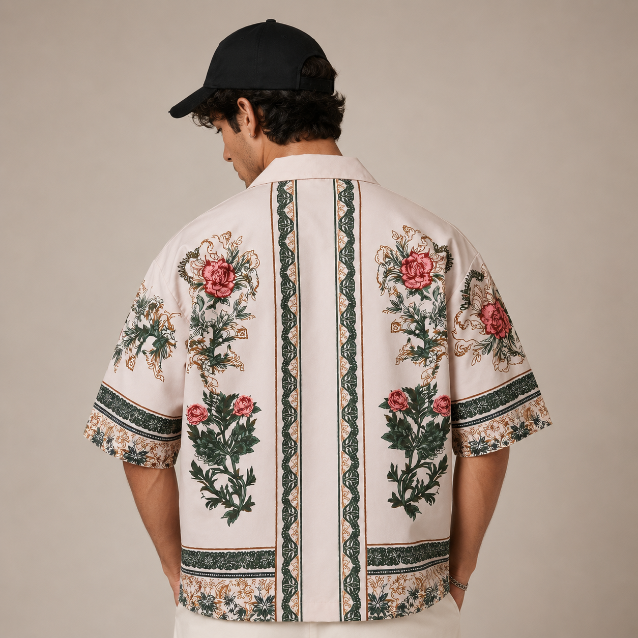Casual Short Oversized Loose Plaid Sleeve Streetwear Shirt For Men