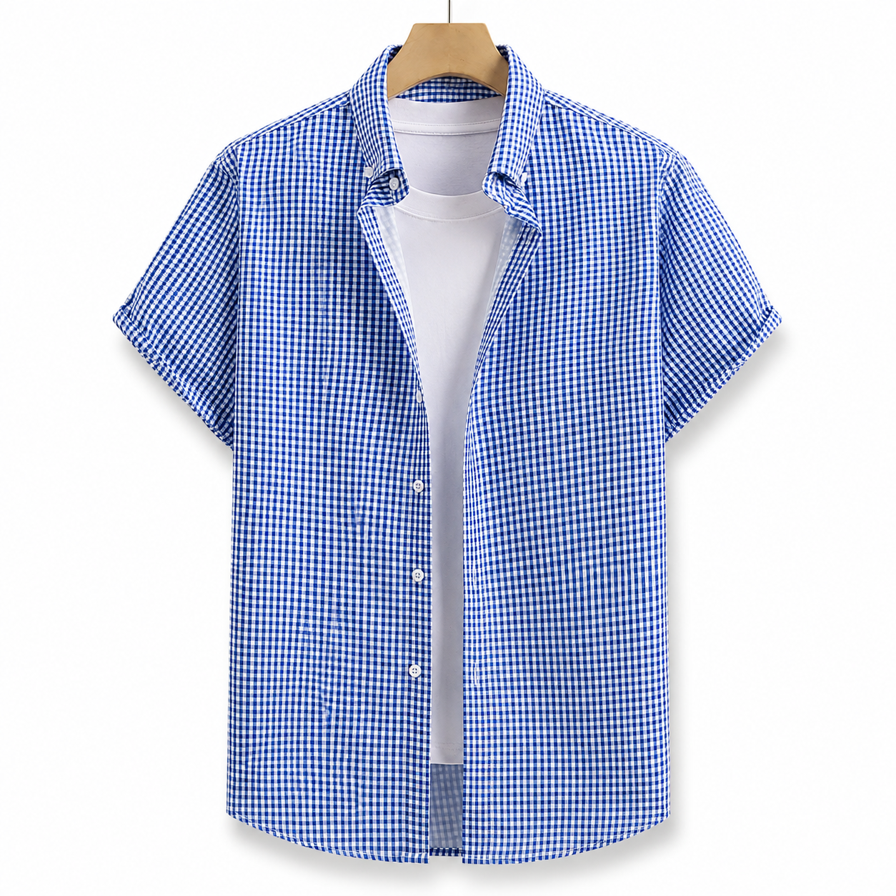  Pack Of 4 Classic Buttoned Turn Down Collar Short Sleeve Shirt For Men