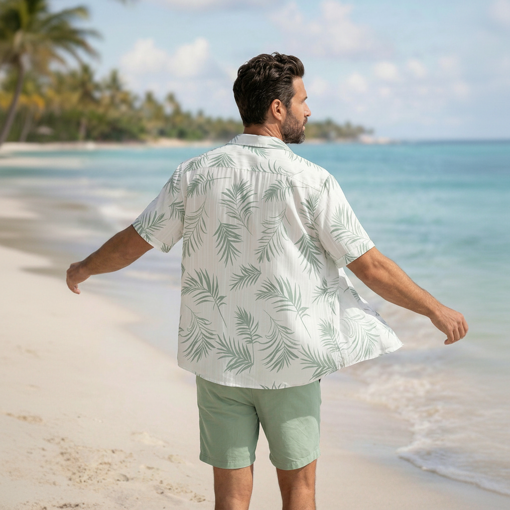 Floral Tree Print Button Up Shirt For Men