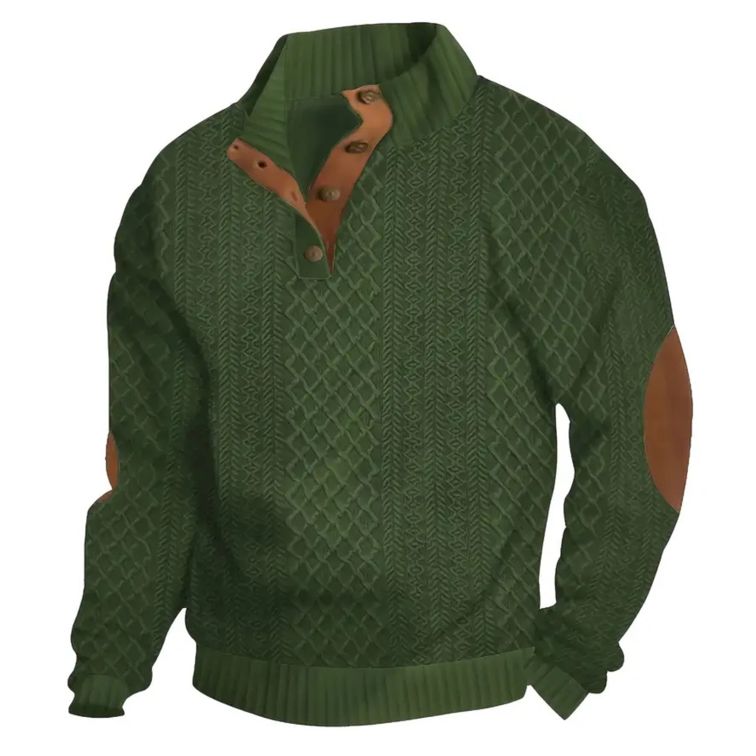 Textured Henley Long Sleeve Button Up Sweater With Stand Collar For Men