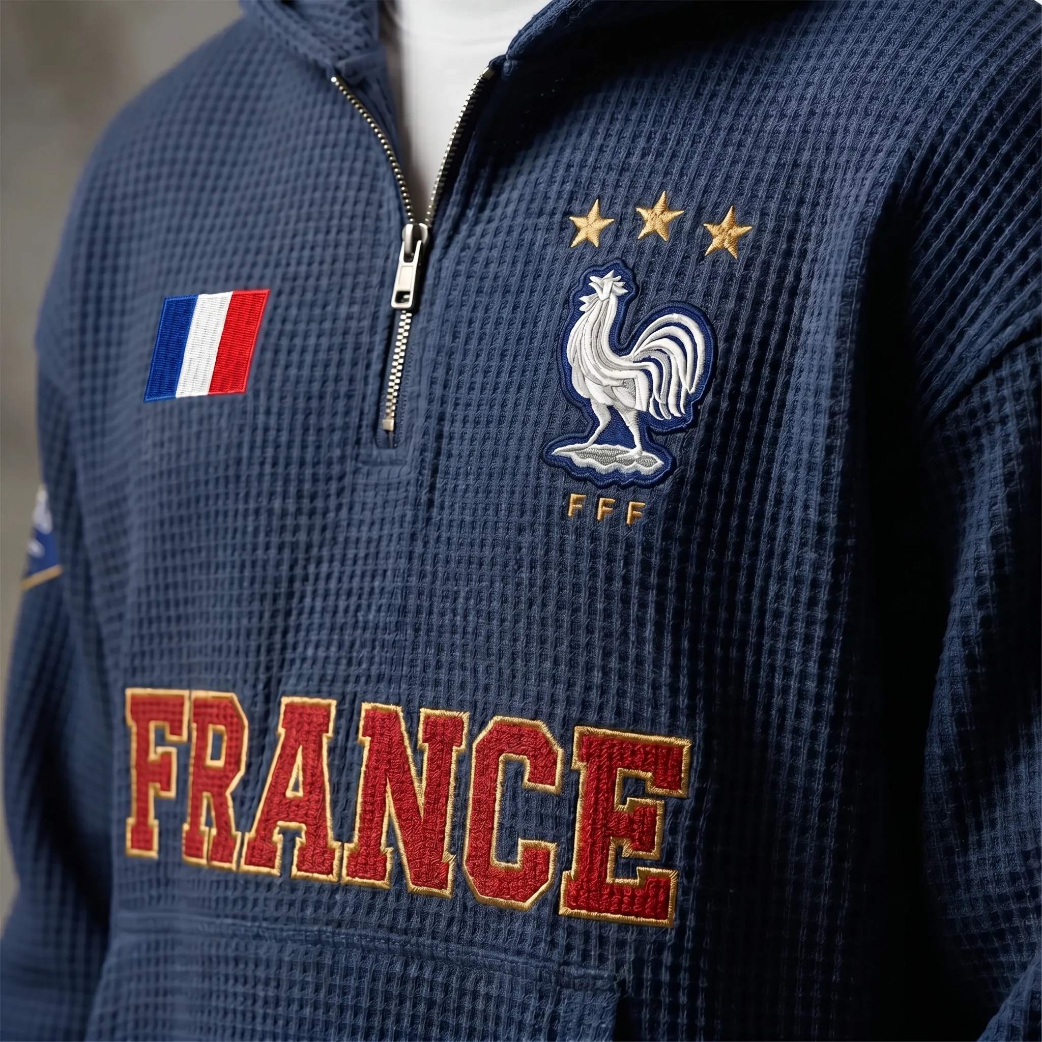 France waffle quarter-zip football fan hoodie