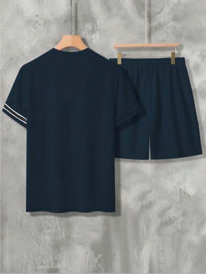 Midnight Athletic T Shirt And Shorts Set-Vacay Outfit