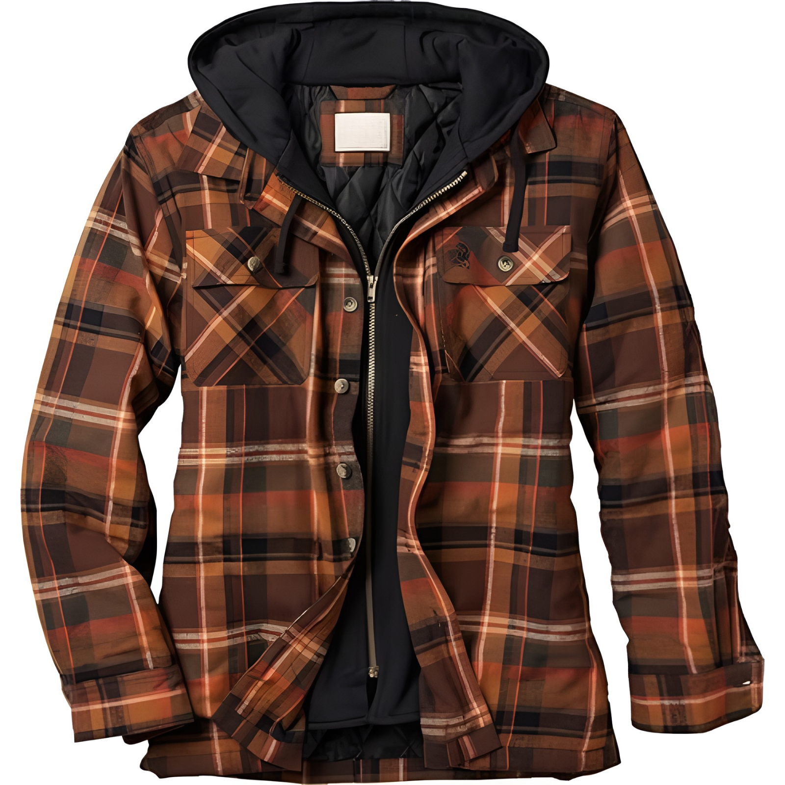 Insulated Plaid Winter Jacket For Men