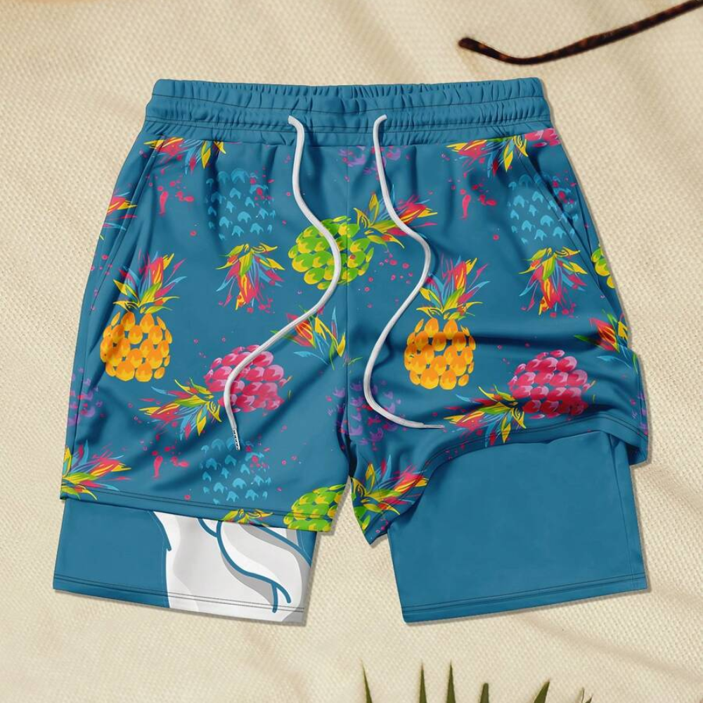 Soft Double Layer Quick Dry Beach Shorts For Men