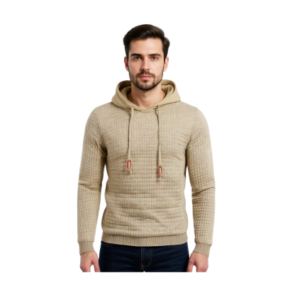 Men Hooded Sweatshirt With Long Sleeves And Drawstring Design