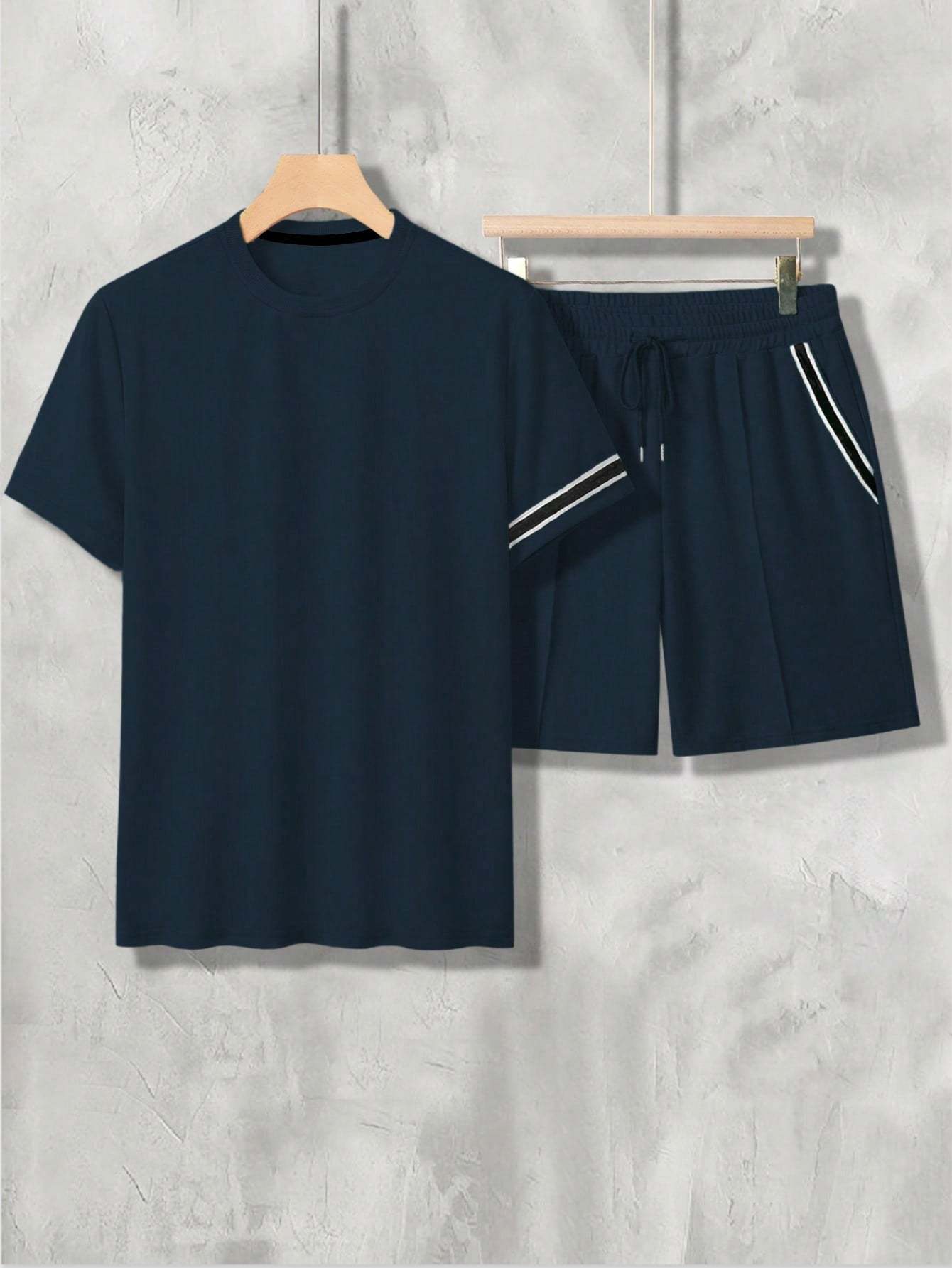 Midnight Athletic T Shirt And Shorts Set-Vacay Outfit