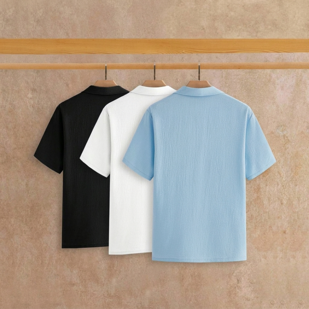 Minimalist Short Sleeve Polo Shirt Set For Men