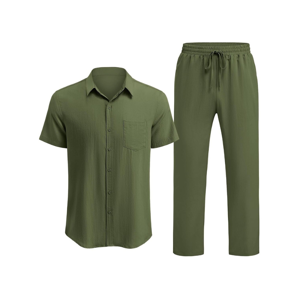 Casual Loose Fit Beach Wear Shirt And Pant Set For Men