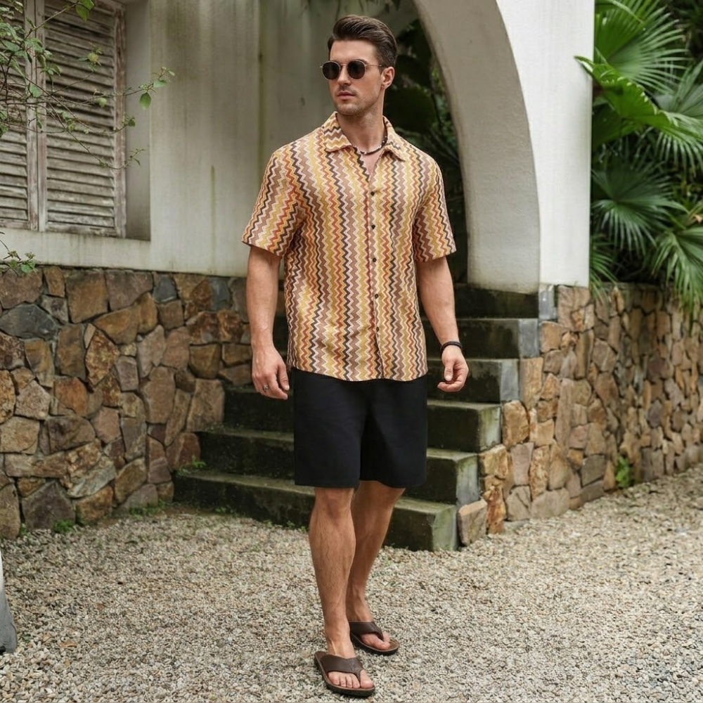 Casual Short Loose Sleeve Textured Sleeve Shirt For Men