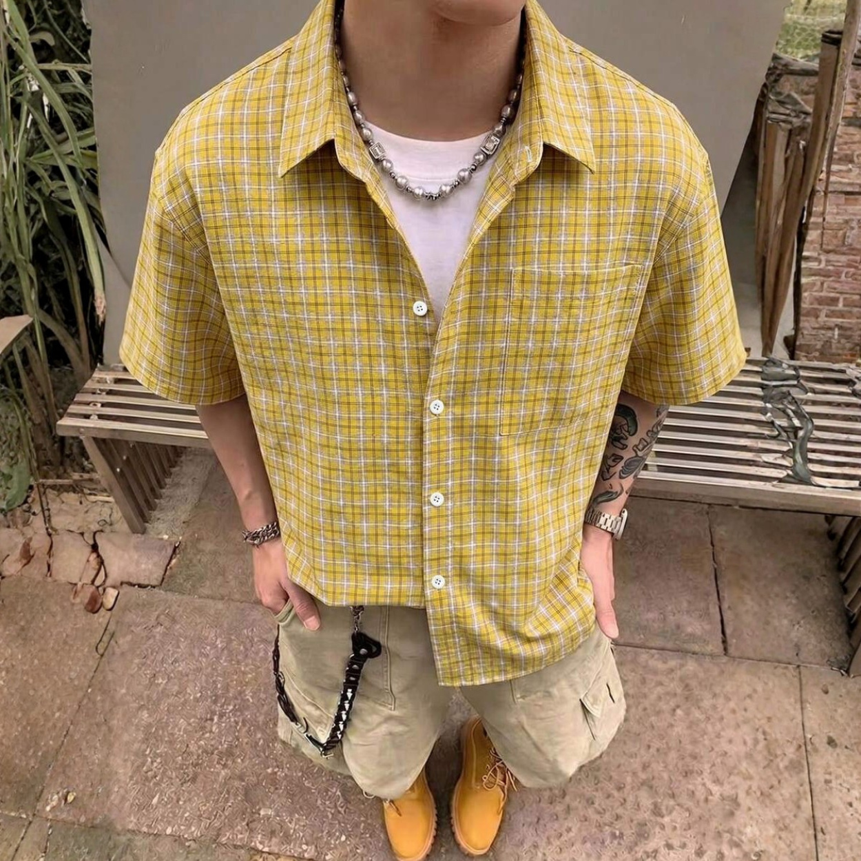 Classic Short Sleeve Shirt With Single Pocket For Men