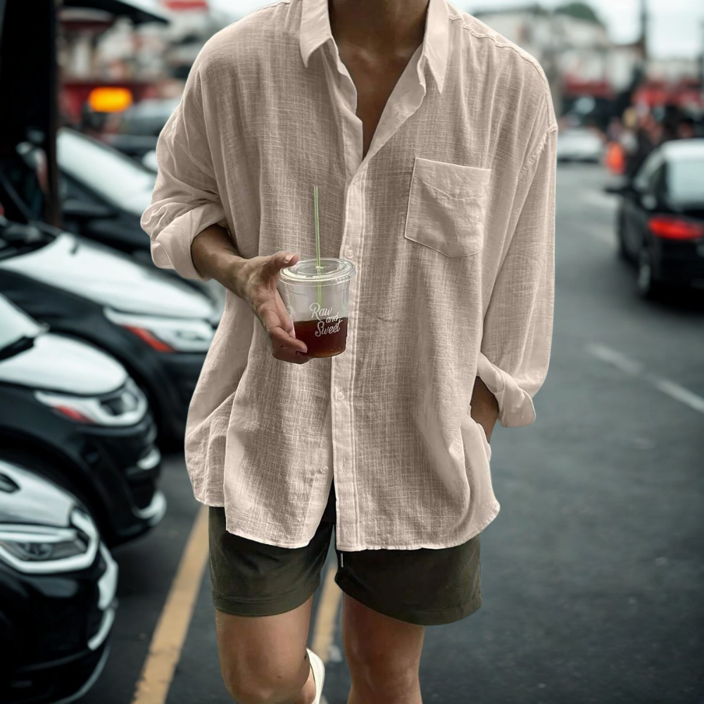Plus Size Long Sleeve Single Pocket Loose Casual Autumn Shirt For Men