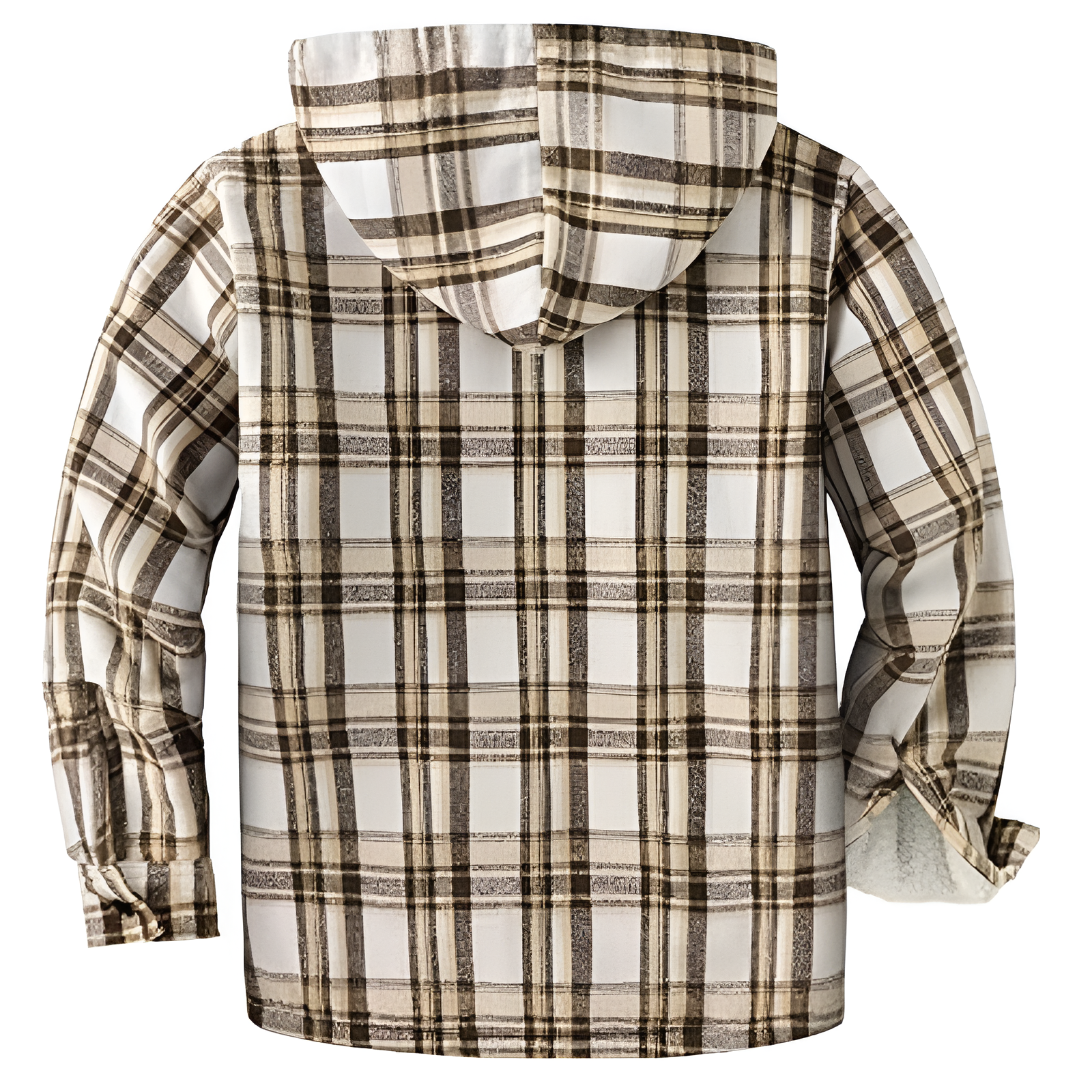 Plaid Sherpa Lined Hooded Flannel Jacket for Men