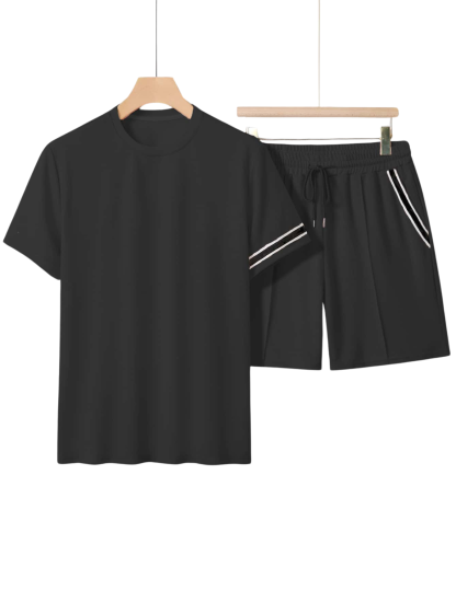 Midnight Athletic T Shirt And Shorts Set-Vacay Outfit