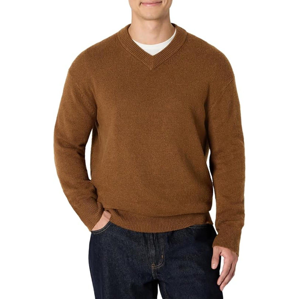 Men's Regular-Fit Cotton Blend V-Neck Sweater