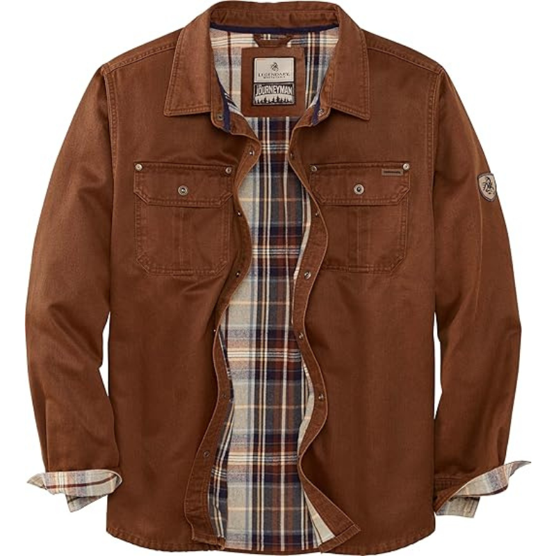 Mens Flannel Lined Shirt Jacket Waxed Cotton Water Resistant