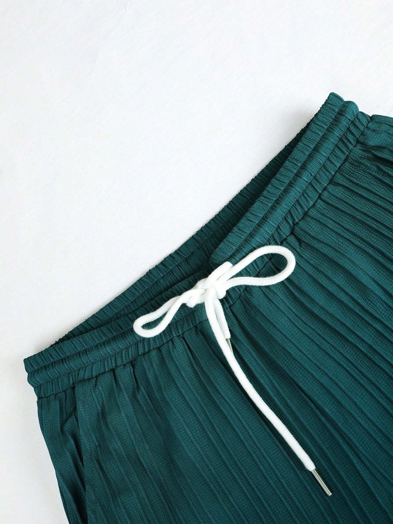 Solid Colored Button Up Shirt And Pants Without Tee-Vacay Outfit