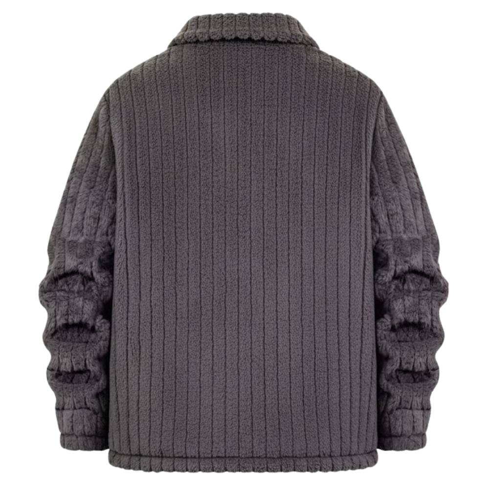Winter Plush Jacket With Soft Collar and Button Closure For Men