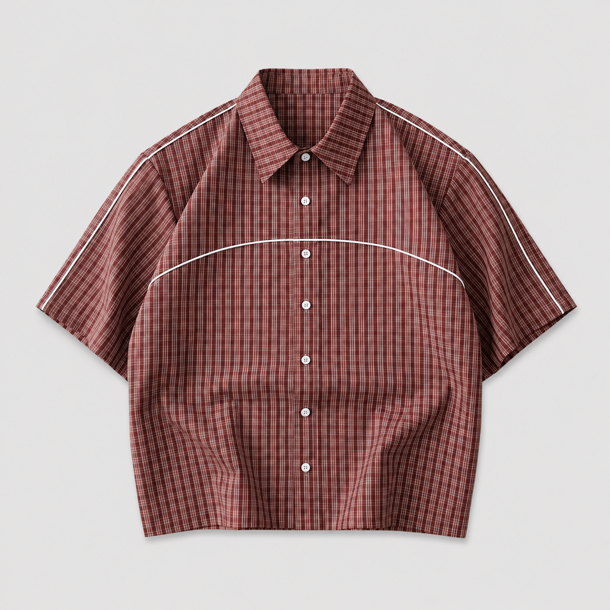 Casual Streetwear Retro Summer Short Sleeve Plaid Patchwork Loose For Men
