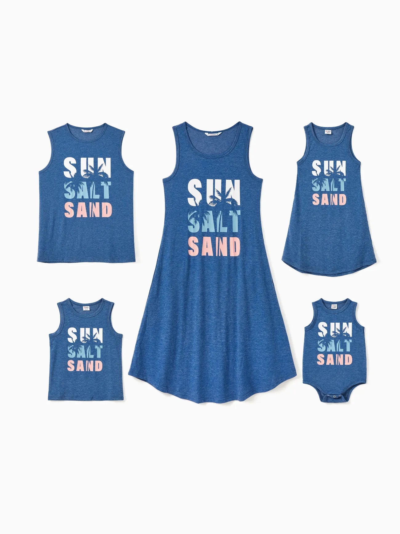 Sun Salt Sand Summer Collection Of Tanks And Dress Family Matching Set-Vacay Outfit